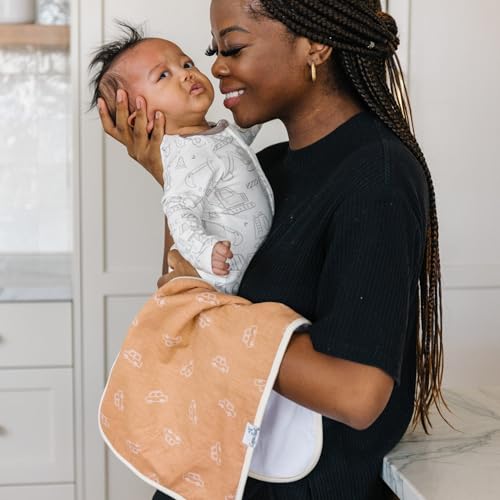 Image of Copper Pearl Premium Baby Burp Cloths - 3-Pack Large Cotton Burp Cloths, Extra Soft Spit Up Rags with 3 Absorbent Layers, Perfect for Baby Boy and Baby Girl Gifts (21 inch x 10 inch Size, Gage Set)