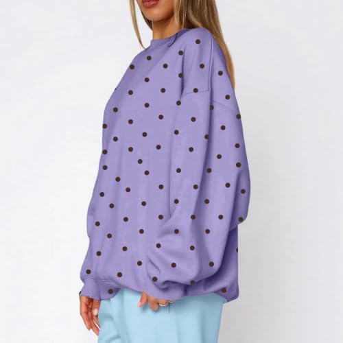 Polka Dot Sweatshirts for Women Fleece Oversized Comfortable Pullover Tops - image 3