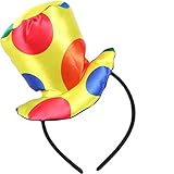 Dkomekii Polka Dot Clown Top Hat Headband Jester Carnival Circus Costume Headwear Funny Performance Props Halloween