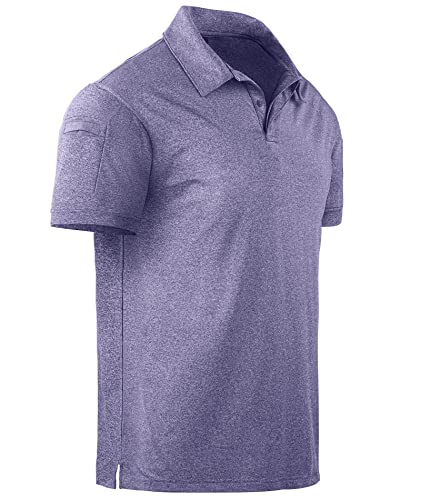 Men's Golf Polo Shirt Short Sleeve Tactical Shirts Casual Tennis T-Shirt 170-Light Purple Xl #TOP1