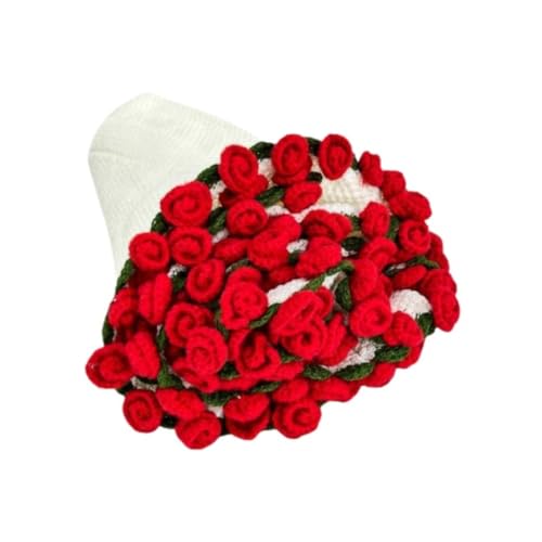 MCSWSEE 花束ブランケット 完成品 マジックフラワーデザイン 洗える素材 肌触り良好 ギフト対応 | ブーケ としてそのまま使える 花 完成品でインテリアにも ベッドスローやマルチカバーに 母の日や誕生日プレゼントに最適 (赤いバラ+白い毛布,80c