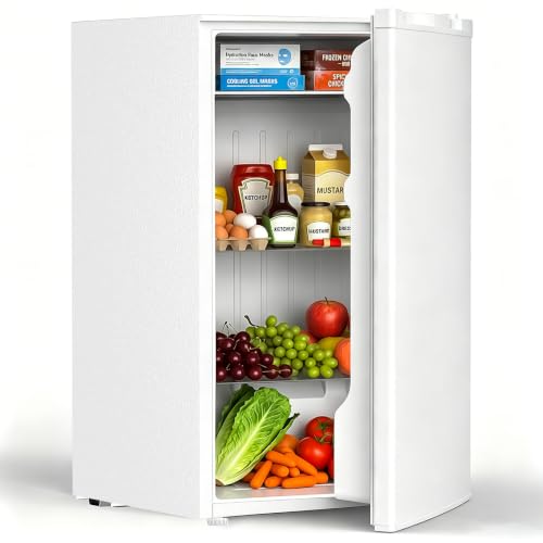 Image of COWSAR 3.1 Cu.ft Mini Dorm Fridge for Bedroom Apartment Office, White | Reversible Single Door, Adjustable Thermostat, Energy Saving, Remove Glass Shelves, Compact Small Fridge for College Dorm