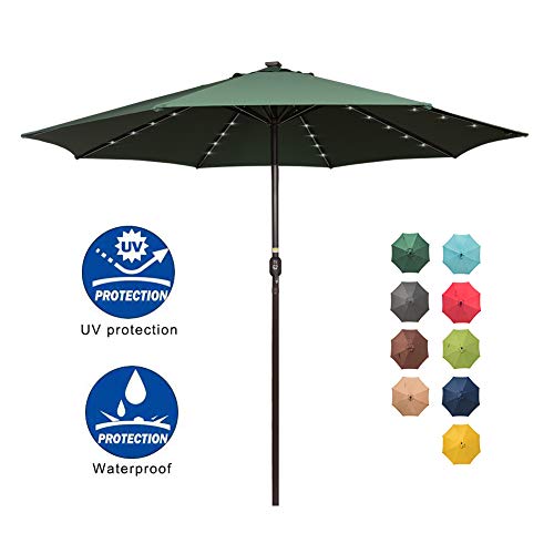 Sundale Outdoor 11FT 40 LED Lights Aluminum Patio Market Umbrella with Crank, Garden