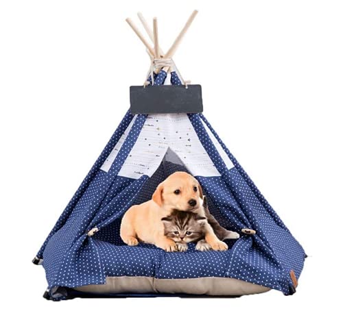 EUGAD Casetta Tenda Per Gatti E Cani Piccoli – 45x45x55 Cm, Con Cuscino Lavabile, Finestra Laterale, Telaio In Legno, Bianco