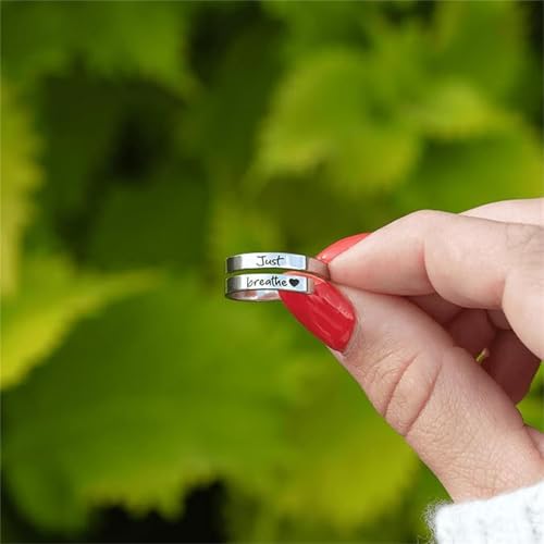 Just Breathe Ring for Women Hope Rings Just Breathe Adjustable Inspirational Ring Heart Ring Spiral Wrap Healing Rings Stainless Steel Encouragement Inspirational Ring Jewelry4