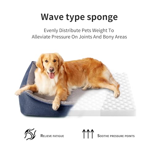 Orthopedic Dog Beds Medium Sized Dog, Durable Egg Crate Foam Sofa Dog Bed with Washable Removable Cover, Waterproof Lining, Pet Beds for Medium Dogs, Navy - Image 6