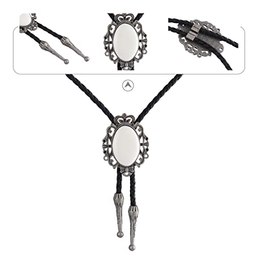 Image of GelConnie Bolo Tie for Men Women Western Cowboy Turquoise Leather Necktie | Natural Stone Bolo Tie Necklace for Women Rodeo Cowboy Leather Necktie Native American Western Cowgirl Ties Adjustable Cord