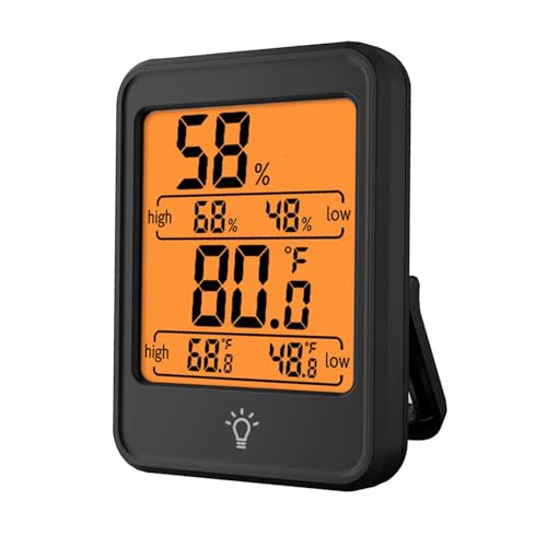 Digital Thermometer Hygrometer, Clear Display Good Accuracy Indoor Electronic Temperature Humidity Meter Thermometer Measuring Devices for Home Office (Black)