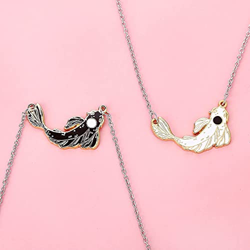 Matching Couples Friendship Necklace Black&White Fish For Women Men, 2 Best Friends Jewelry - Gift Wrap4