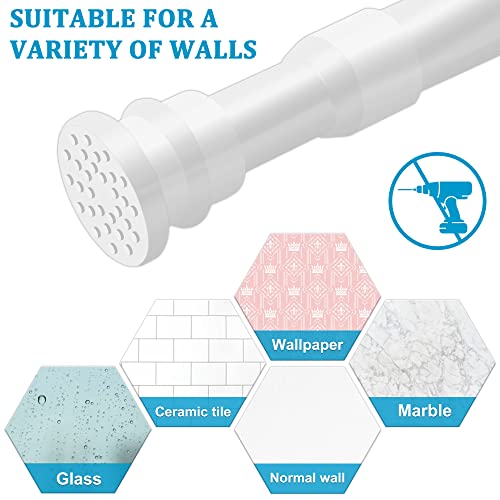 Image of Spring Tension Curtain Rod 43-75 Inches White, Adjustable Extension Shower Curtain Rod No Drilling Heavy Duty Window Curtain Tension Rod for Windows, Bathroom, Curtain, Doorways