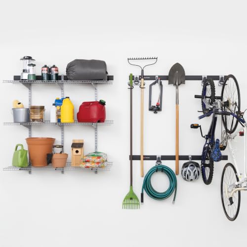 Image of Rubbermaid 25-Piece Fasttrack Garage Storage System Kit for Garage Organization