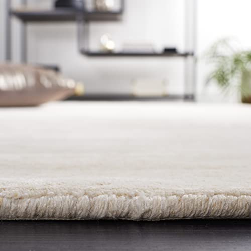 Tapete decorativo beige 2' x 3' hecho a mano en lana y viscosa miniatura 3