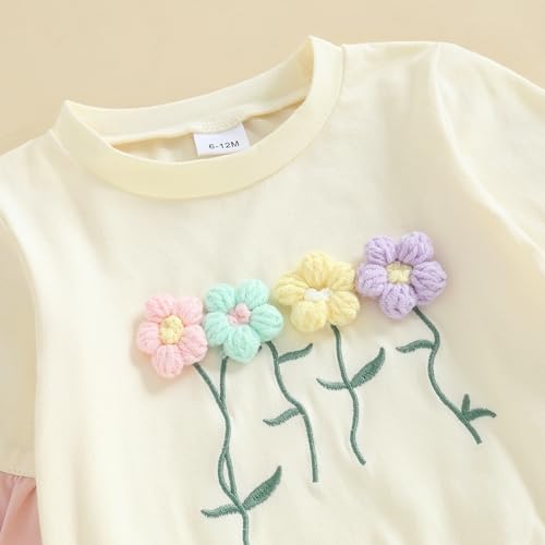 Madjtlqy Toddler Baby Girl Fall Winter Outfit Clothes Flowers Crochet Embroidery Long Sleeve Sweatshirt Tops and Pants Set4