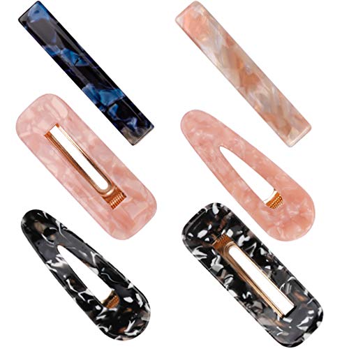 BAHABY 6 Pack Acrylic Resin Hair Barrettes Hair Clips for Women Geometric Alligator Hair Clips for Styling Hair Clip Hair Barrettes for Women Small Hair Clips