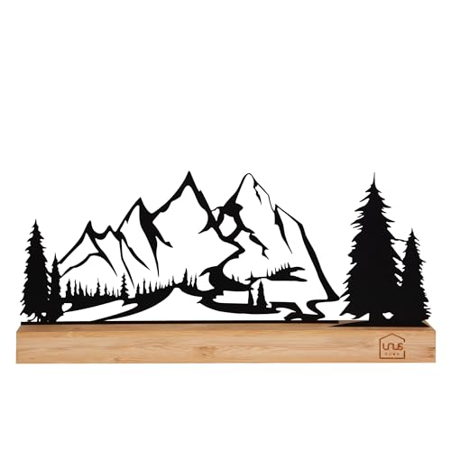 UNUS Aufsteller Berglandschaft, Fensterdeko aus Metall und Bambus, Stilvolle Dekoration für...