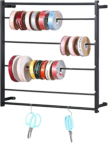 Scaffale da parete per vinile, tessuto e nastro, organizer in metallo per artigianato, armadio e garage