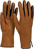 styleBREAKER Damen Touchscreen Handschuhe mit Farbkontrast und Fleece Futter, warme Thermo Fingerhandschuhe, Winter 09010030, Farbe:Cognac