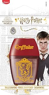 Maped Harry Potter Pencil Sharpener with Reservoir and 1 Hole for Kids, Ergonomic Design, Official Harry Potter Licensed Gryffindor Design, Recyclable Packaging