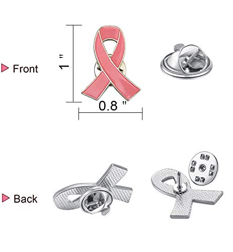 image for MEUUT 50 Pack Breast Cancer Awareness Lapel Pins Pink Hope Ribbon Broo
