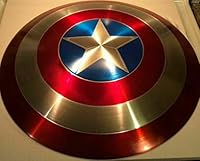 Riyex Captain Shield – Handgefertigte Replik First Avenger Shield Metall-Requisitenschild, Rot & Silber, 55,9 cm