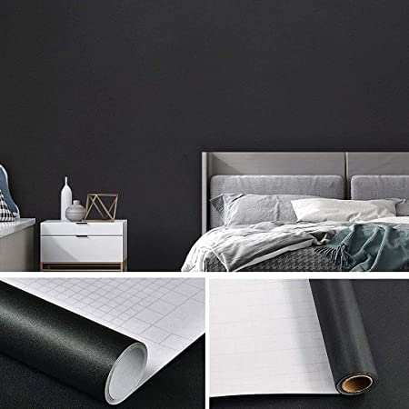Image of HOME13 Matte Wallpaper Stick and Peel for Bedroom Solid Contact Paper Self Adhesive Wallpaper Peel and Stick Removable Wall Paper (2Feet 180Inches, Matte Black Wallpaper)