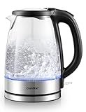 Comfee Electric Kettle, 1.7L 1500W, Hot Water Boiler, Removable Lid for Easy Cleaning, Auto Shut Off, Boil-Dry Protection, 360° Swivel Base, BPA Free, Borosilicate Glass Electric Tea Kettle