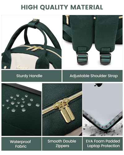 Image of LOVEVOOK Mini Backpack Purse for Women, Small Backpack Bag, Light Weight Stylish Backpack for Daily Travel, Drak Green-Beige-Black