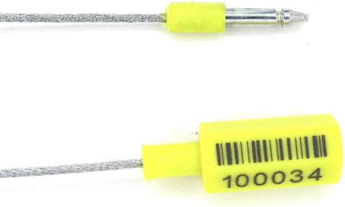 Steel Cable Lock Security Seal PIN 1.8 mm Wire, 100 pc. Yellow, Numbered and barcoded, Adjustable BFSEALS Free & Quick Shipping from USA