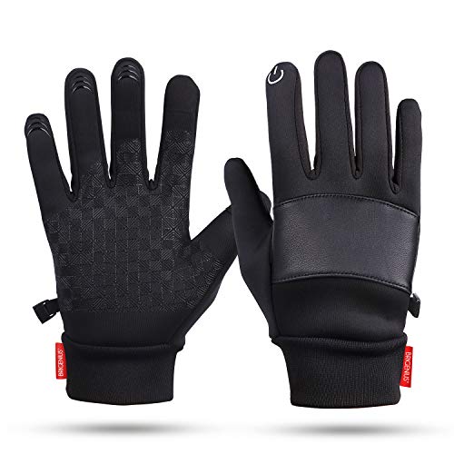 BRIGENIUS Gants de course à pied, gants de cyclisme Unisexe Hiver Extérieur Écran tactile Imperméable Antidérapant Gants Taille L