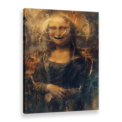 Toile Mona Lisa grand sourire idée cadeau originale pour crémaillère