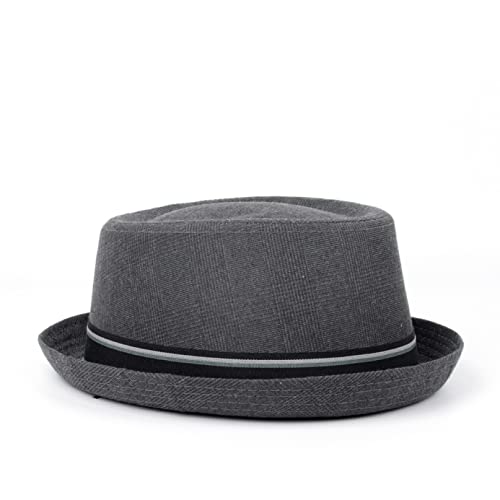 Porkpie Fedora Hats For Women Men Flat Hat Pork Pie Gentleman Dad Fashion Winter Summer Caps Big Sizes S M L Xl Dark Gray #TOP1