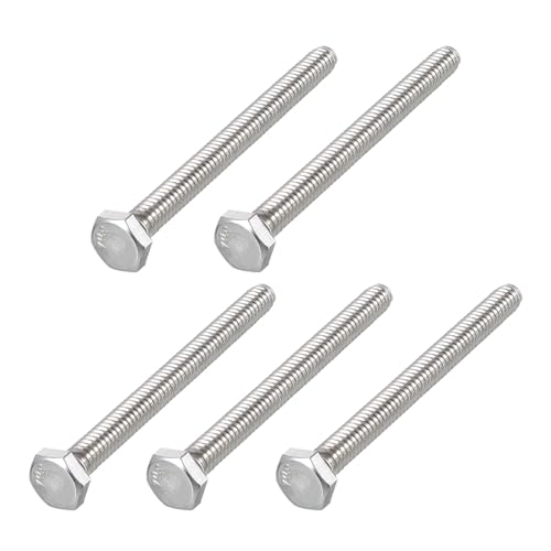 METALLIXITY Hex Head Bolts (1/4-20 x 2-3/4") 5Pcs, 304 Stainless Steel 18-8, Fully Threaded, External Hex Drive, Plain Finish, Hex Head Screw Bolt, Silver