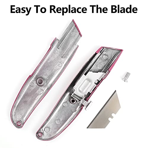 Image of DIYSELF 2 Pack Box Cutter Retractable, Ergonomic Razor Blades Utility Knife | Ergonomic Razor Knives for Packages, Crafts, Tape and Leather; PVC Pipe Cutter for Home, Office, Shop and DIY Projects