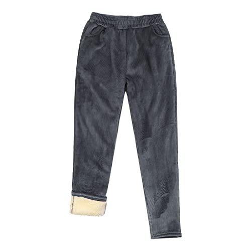 Recopilación de Ropa de Deportes de invierno para Mujer los mejores 5. 42 Pantalones de Pana Con Forro Polar Para Mujer, Cálidos de Invierno Con Cintura Elástica Térmica, Deportivos Con Bolsillos (MX/US, Alfa, XX-Grande, Regular, Gris)