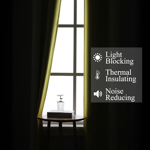 Estelar Textiler Black and Yellow Ombre Blackout Curtains for Bedroom, Thermal Insulated Blackout Drapes, Full Light Blocking Energy Saving Long Curtains for Living Room, 52Wx96L, 2 Panels