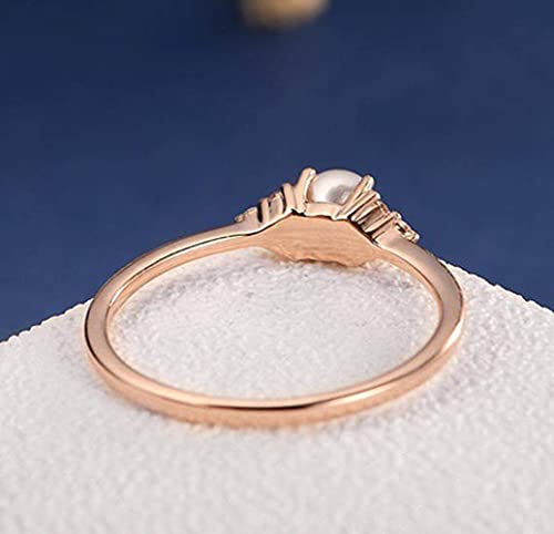Elegant Pearl Ring 18k Rose Gold CZ Crystal Pearl Ring Fashion Engagement Wedding Jewelry4
