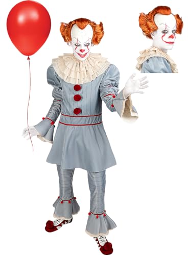 Funidelia | Disfraz de Pennywise con peluca - IT Capítulo Dos para hombre Pennywise & Películas de miedo - Disfraz para adultos y divertidos accesorios para Fiestas, Carnaval y Halloween - Talla M