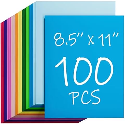 CreGear 100 Sheets Colored Cardstock, 10 Assorted Color Cardstock Paper 8.5 x 11, 180gsm/65 lb Card Stock Colored Paper for Craft, Colorful Cardstock for Scrapbooking, Paper Crafting, DIY Party Decors Cover
