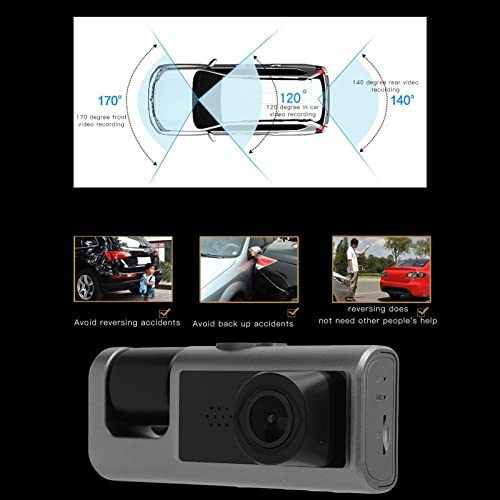 Yunseity Câmera veicular HD 1080p Dual Dash para carros, gravador rotativo de condução de carro com