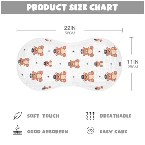 vvfelixl Muslin Burp Cloths Cartoon Captain Bear Baby Washcloths for Baby Girl Boys 2 Pack2