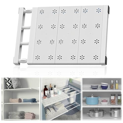 Umllpet Verstellbare Regale für Schrank, Teleskop Einlegeböden 38-60cm (24cm Breite), Nagelfrei & Erweiterbar Regaltrenner für Kleiderschrank, Küche, Badezimmer