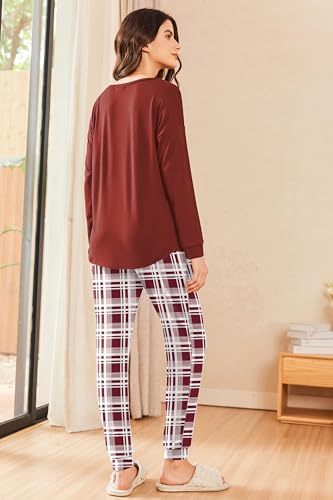 Ekouaer Womens Pajamas Set Long Sleeve Christmas PJ Sets Soft Lounge Set for Women Sleepwear Joggers with Pockets3