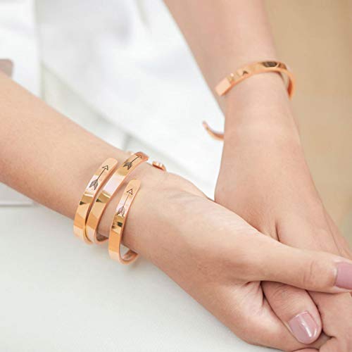 Rose Gold Plated Cuff Bracelets For Women– Hypoallergenic Rose Gold Bracelet - Inspirational Bracelet W/ ‘Beautiful Girl You Can Do Hard Things’ Quote - Personalized Bracelet Gifts For Women #TOP1
