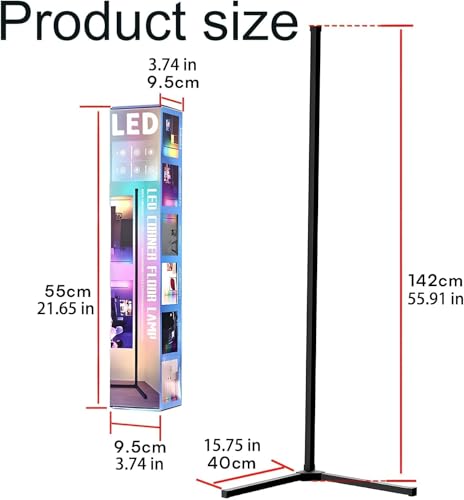 Lampadaire LED multicolore 142 cm et lampe d'angle RVB intelligente avec télécommande