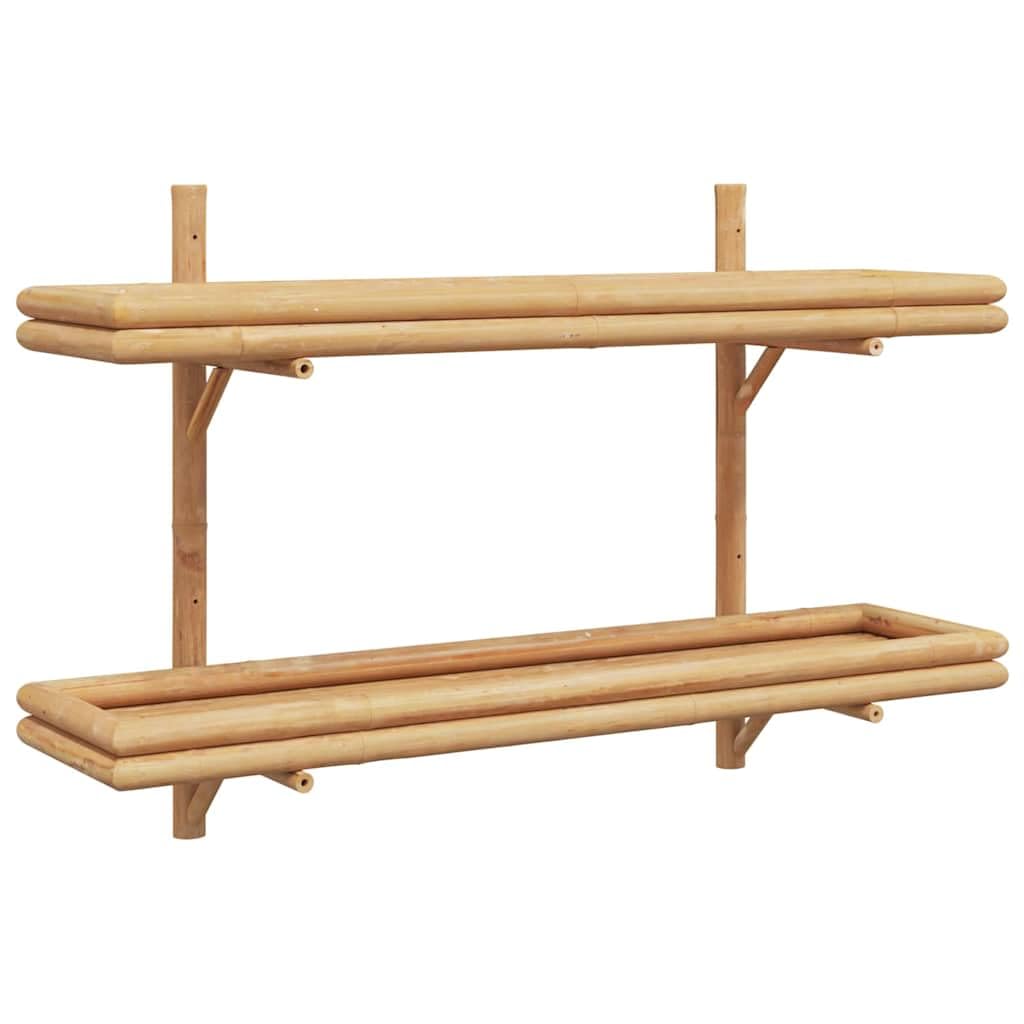 Estantería de pared de bambú marrón, 100 x 26 x 60 cm, estante montado en la pared para sala de estar, dormitorio, baño, diseño moderno, ecológico