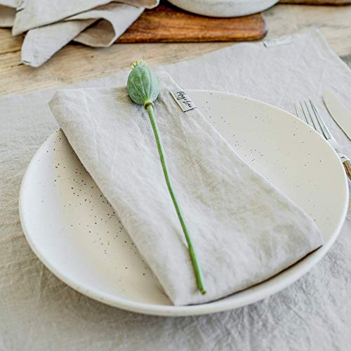 Magiclinen 100% Linen Napkins - Reusable Kitchen Cloth Napkins For Everyday Use - Eco Friendy Dinner Table Napkins Set - Set Of 4 - Light Gray Color #TOP7