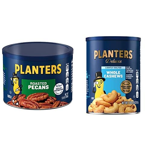Bundle Of Planters Deluxe Lightly Salted Whole Cashews 18.25Oz (1 Canister) + Planters Roasted Pecans, 7.25 Oz. #TOP25