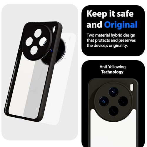 Image of KAPAVER Hybrid Series Back Cover Case Compatible with Vivo X200 (PC+TPU) (Black)