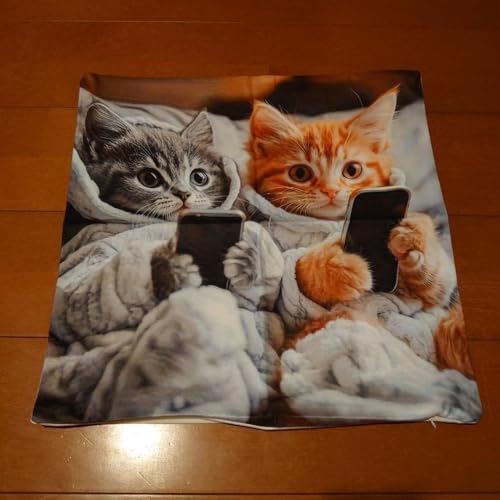 クッションカバー 猫柄 ねこ ネコ 子猫 猫雑貨 猫の雑貨 キジトラ 茶トラのサムネイル