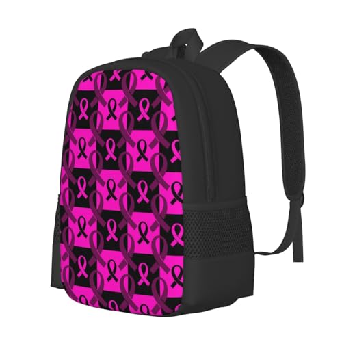 Breast Cancer Awareness Pink Ribbon Backbags Large Adjustable Backpack Lightweight Daypack for Men Women 16.5 Inches2